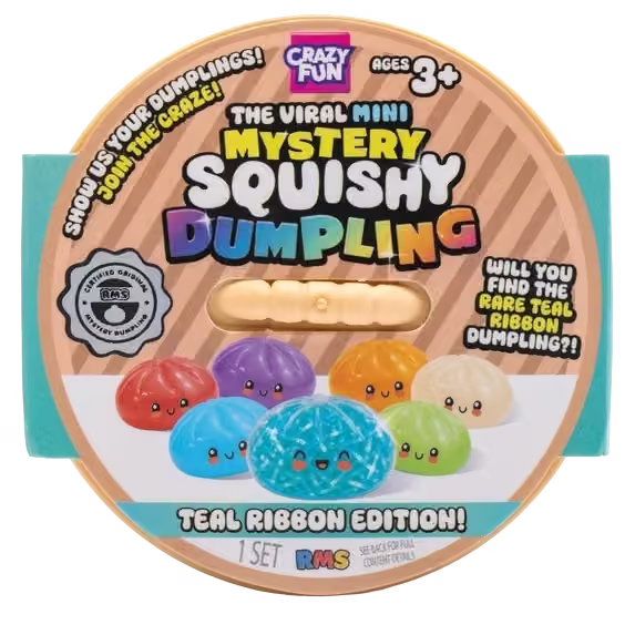 RMS Crazy Fun The Viral MINI Mystery Squishy Dumpling Teal Ribbon Edition