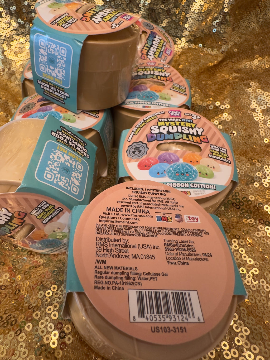 RMS Crazy Fun The Viral MINI Mystery Squishy Dumpling Teal Ribbon Edition